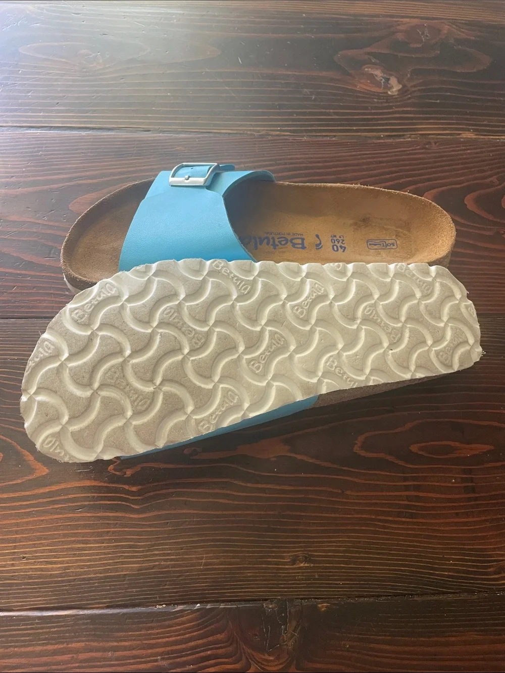 Betula Women's Turquoise Double-Buckle Slide Sandals